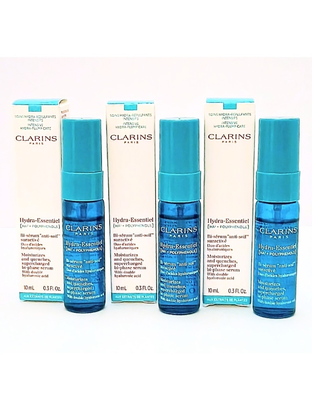 Clarins Hydra-Essentiel HA² + Polyphenols Bi-Phase Serum 3 x 10mL NIB